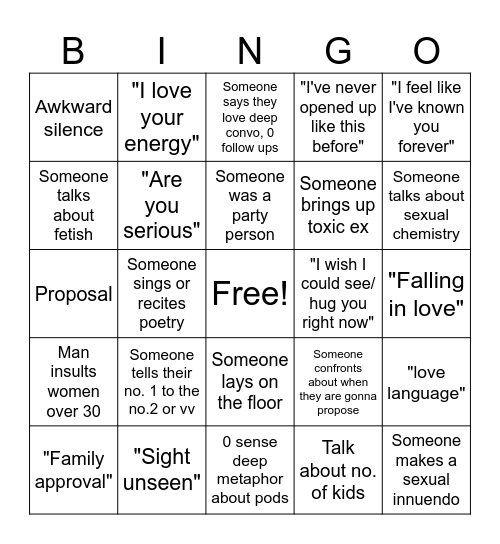 love is blind pod bingo Card