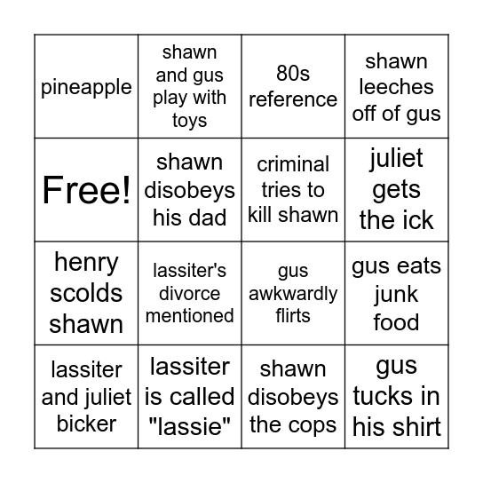 psych! Bingo Card