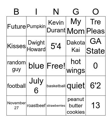 Kimberly & Tre Babyshower Bingo Game Bingo Card