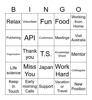Farewell Bingo Card