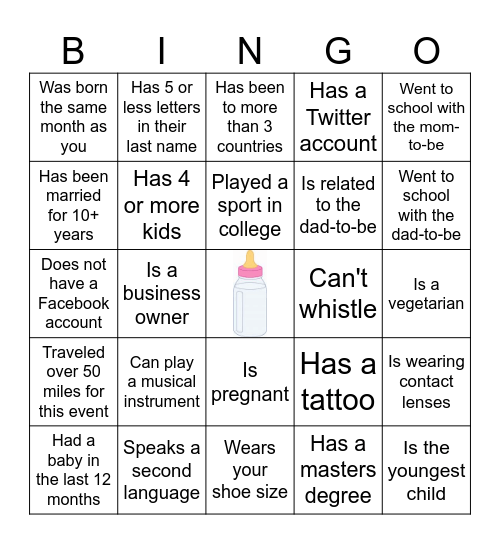 Find The Guest Who Bingo Card