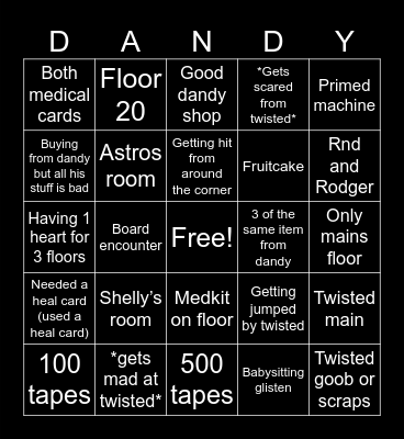 Dandy’s world bingo Card