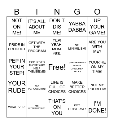 Mrs. Kelly’s sayings Bingo Card