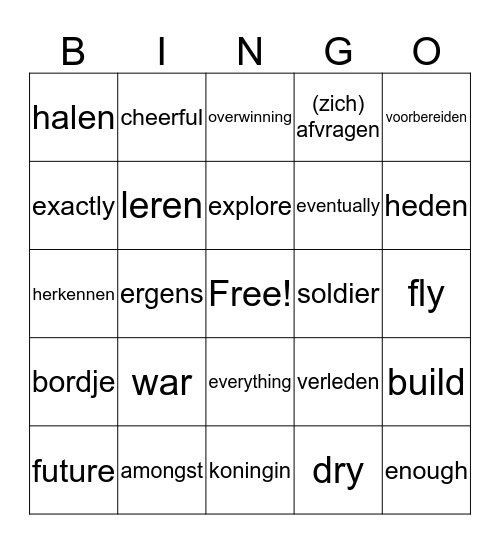 Bingo Theme 1 Back in time (bk) Bingo Card