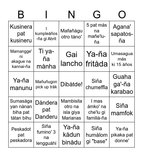 Familia Bingo Card