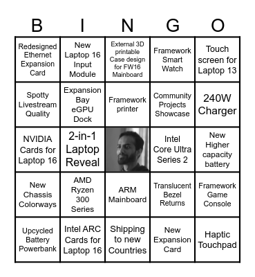 Framework Bingo Card