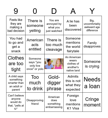 90 Day Fiance Bingo Card