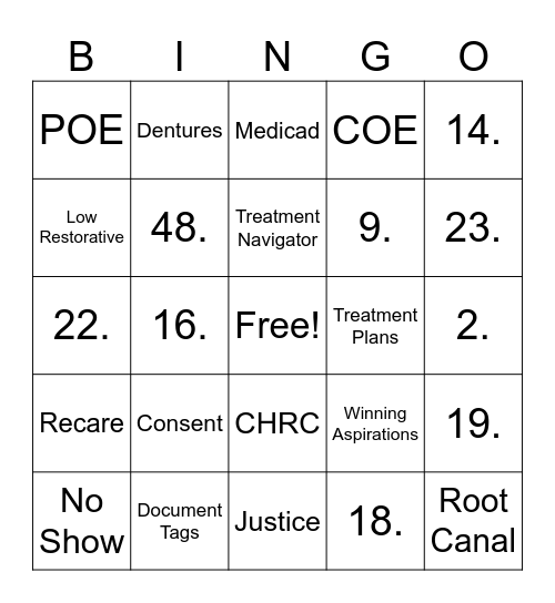 Game Plan Bingo Card