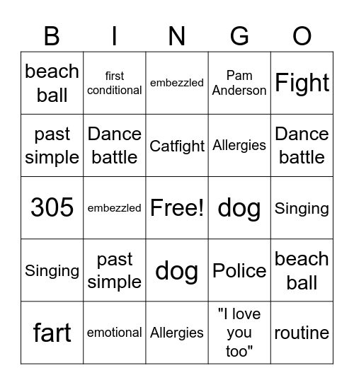 White Chicks meets T2g Bingo Card