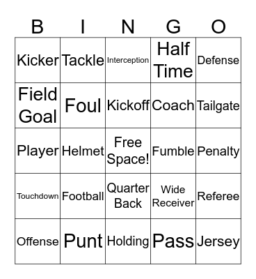 Aramark Tailgate Bingo Card