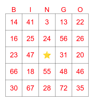 "Big Time" Bingo Card