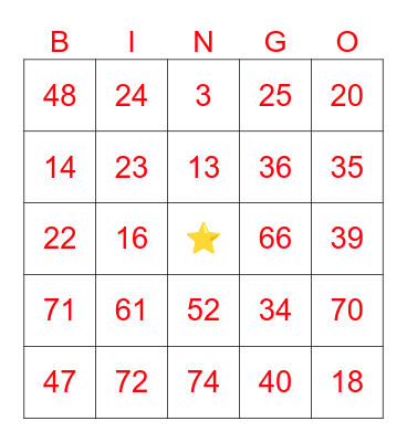 "Big Time" Bingo Card