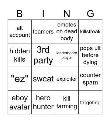 tsb bingo card Bingo Card