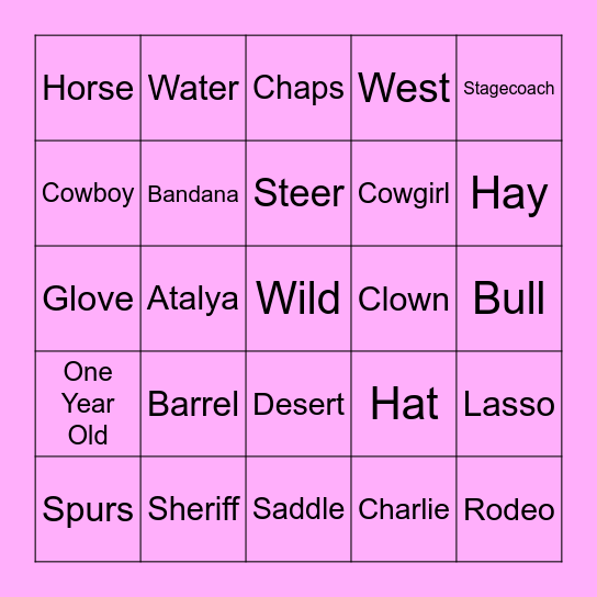 Elle’s First Rodeo Bingo Card