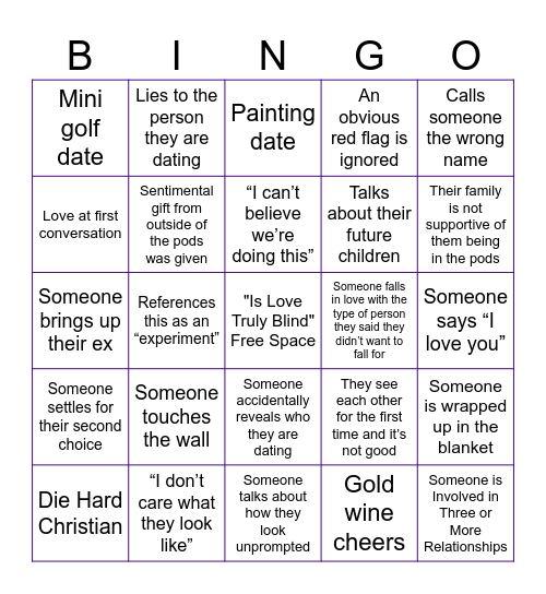 Love is Blind Bingo Card
