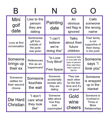 Love is Blind Bingo Card