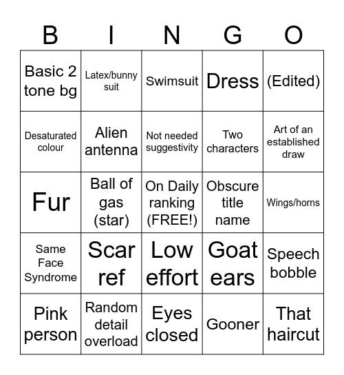 STUPID IBIS PERSON Bingo Card