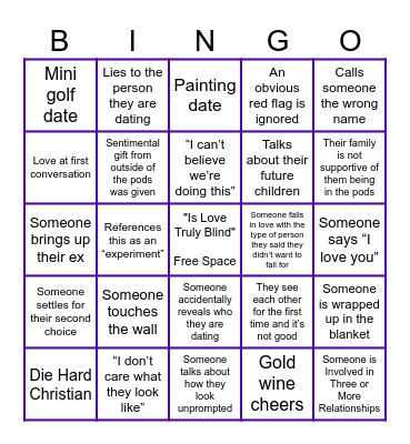 Love Is Blind Bingo Card