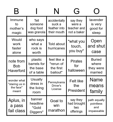BOTB 2/21 #5 Bingo Card