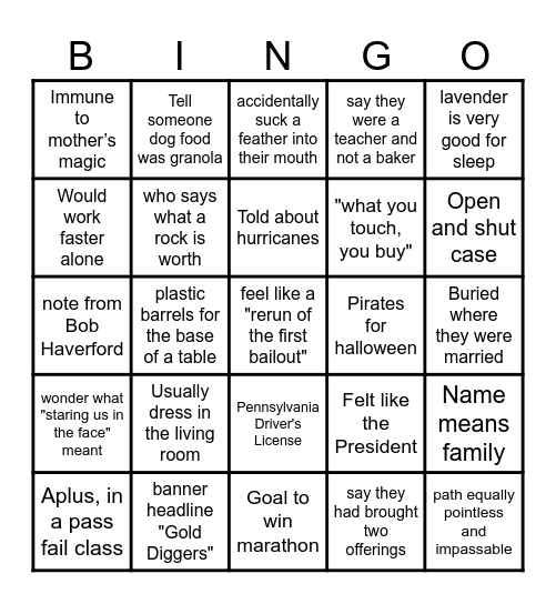 BOTB 2/21 #5 Bingo Card