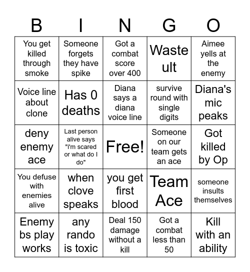 Val Bingo Card