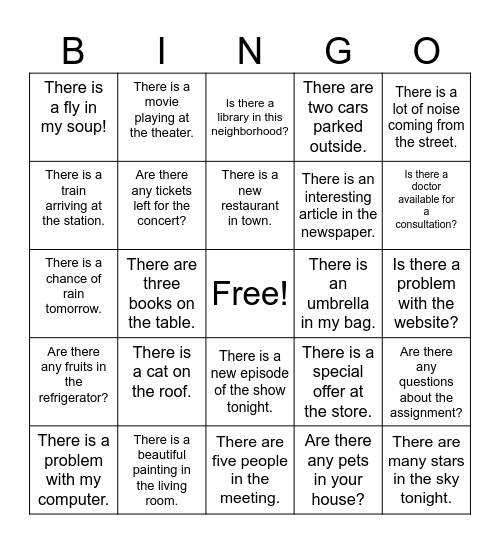 Ingles Bingo Card