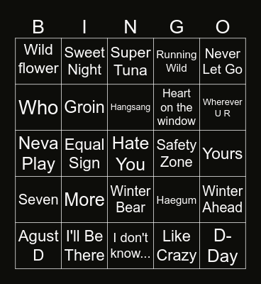 winterbunnykoo Bingo Card