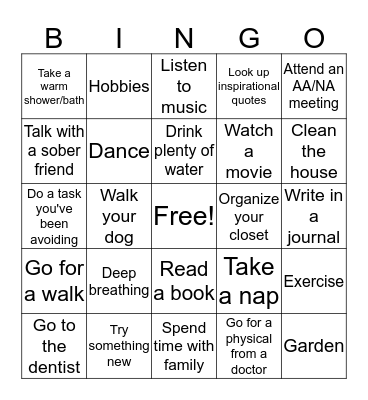 Self-Care Bingo! Bingo Card