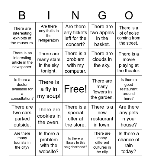 INGLES Bingo Card