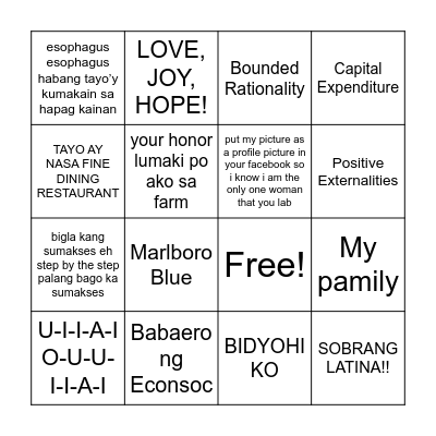 AHOC 2025 Bingo Card