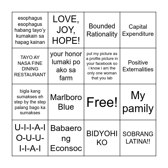 AHOC 2025 Bingo Card