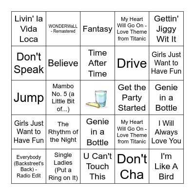 Music Bingo Game 1 Bingo Card