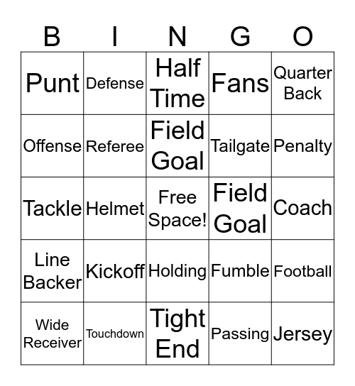 Aramark Tailgate  Bingo Card