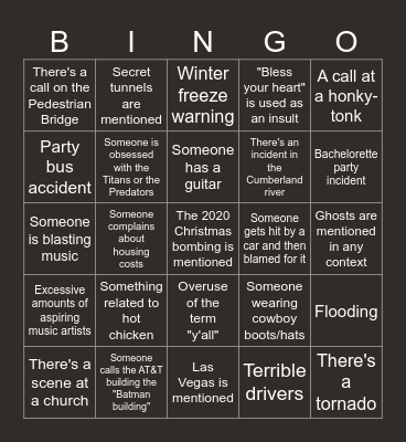 9-1-1 Nashville Bingo Card