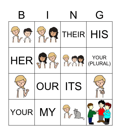Subject Pronouns Bingo Card