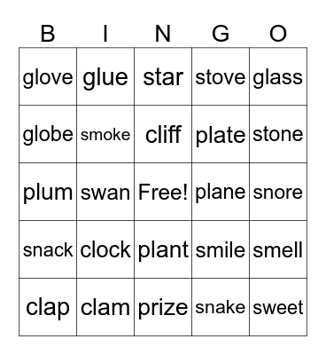 Phonics 3 Bingo Card