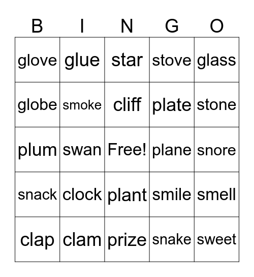 Phonics 3 Bingo Card