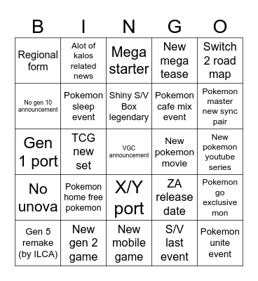 pika Bingo Card