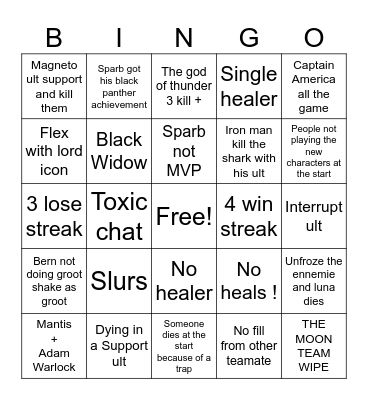 Bern Marvel Rivals bingo Card