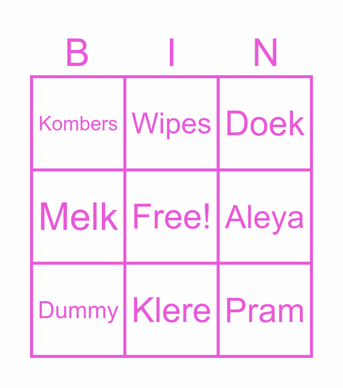Baba Bingo Card