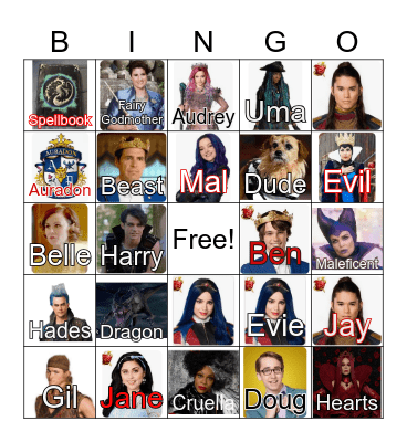Jane's Descendants Bingo Card