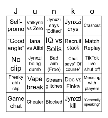 Siege Clips (by Centi) V4 5x5 Bingo Card