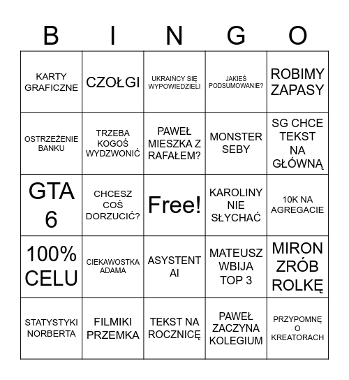 BINGO KOLEGIUM Bingo Card