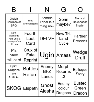 Tarkir Bingo Card