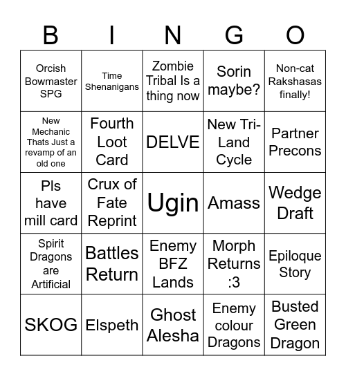Tarkir Bingo Card