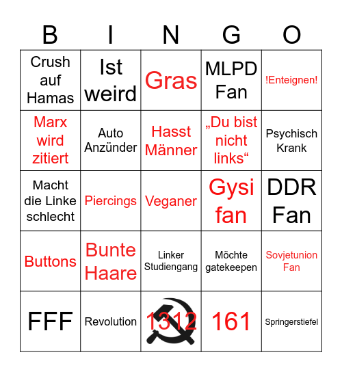 Antifa Bingo Card