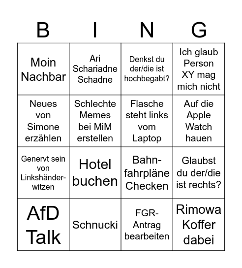 Micha Bingo Card