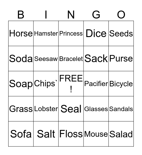 Speech Bingo Card