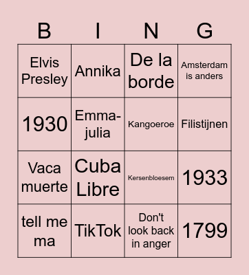 TRIVIA Bingo Card