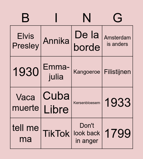 TRIVIA Bingo Card
